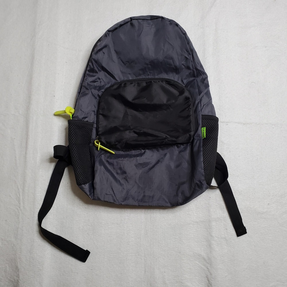 Fitkicks Unisex Packable Backpack Gray Lightweight Neon Accents